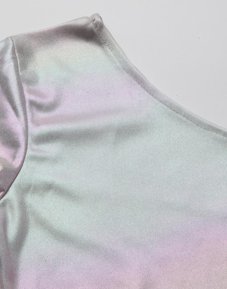 Silver Metallic One Shoulder Crop top | Leemboodi