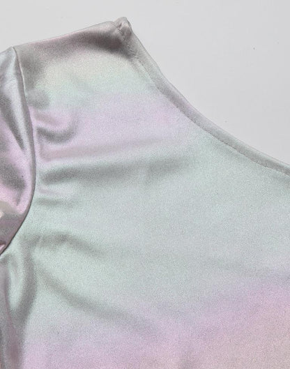 Silver Metallic One Shoulder Crop top | Leemboodi