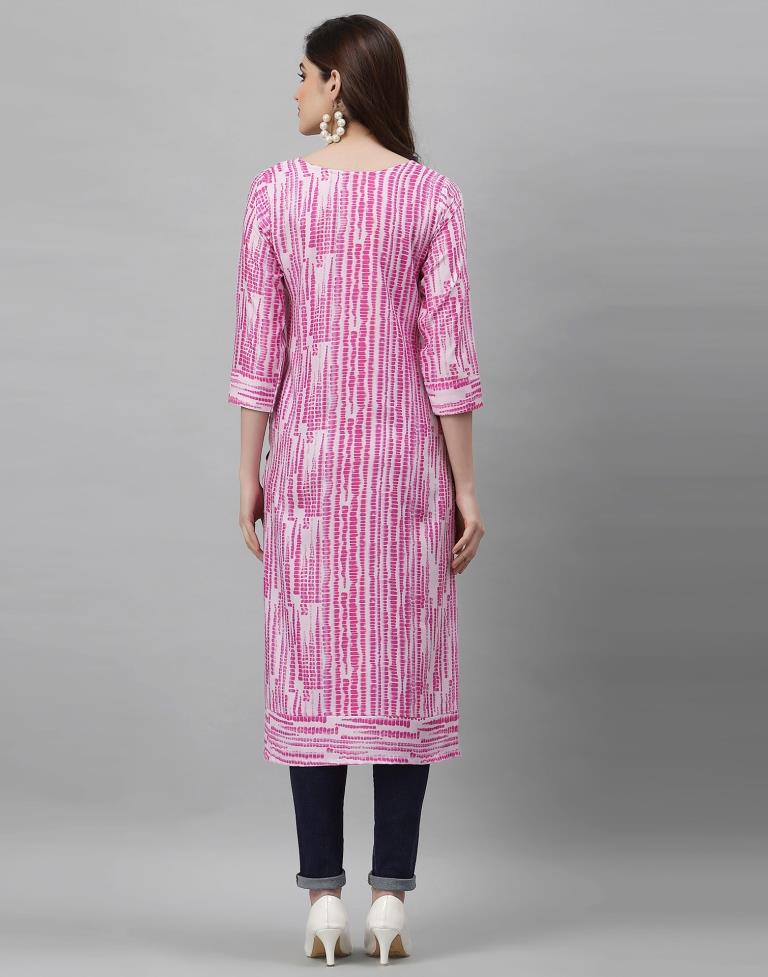 White& Pink Printed Kurti | Sudathi