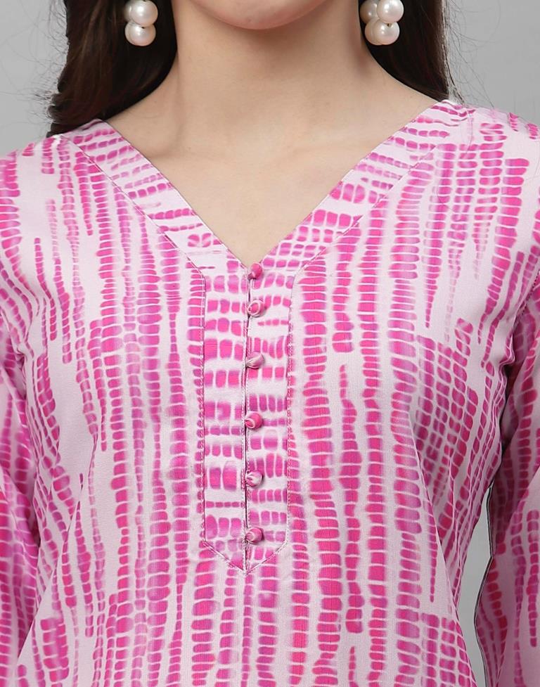 White& Pink Printed Kurti | Sudathi