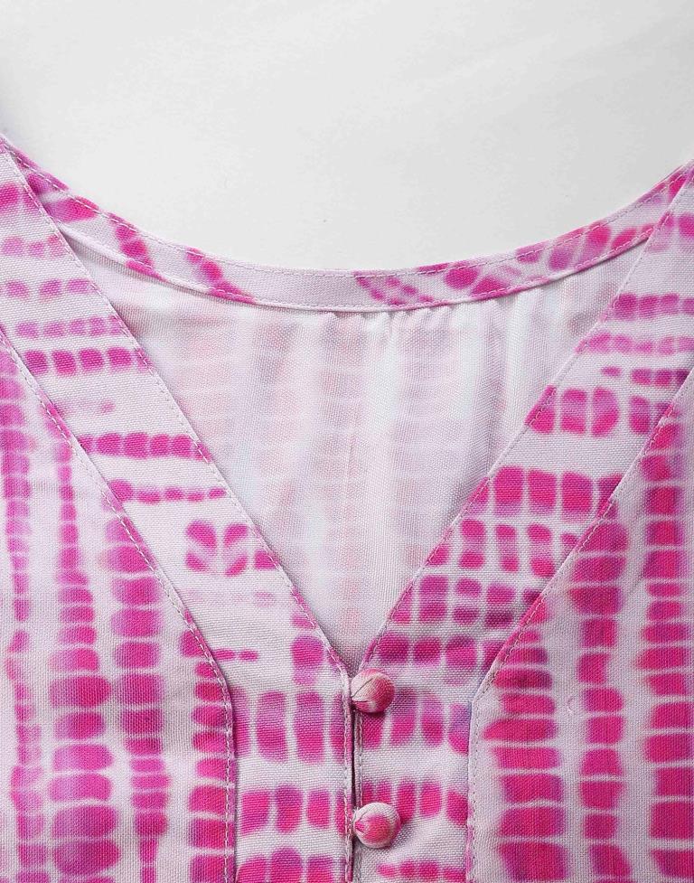 White& Pink Printed Kurti | Sudathi