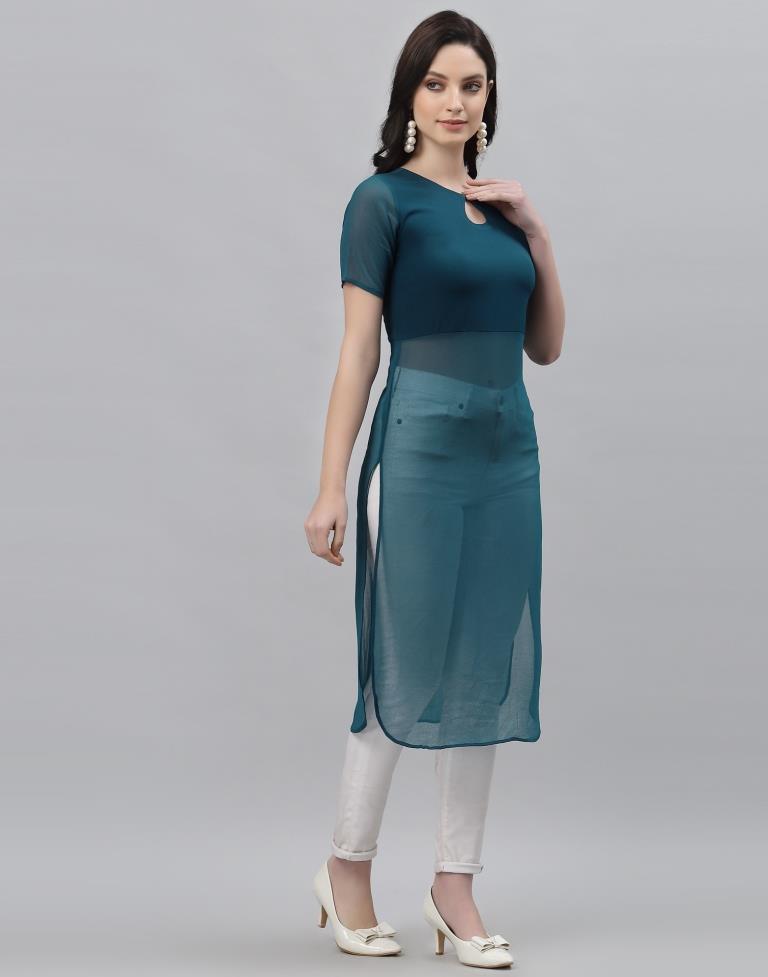Teal Solid Kurti | Sudathi