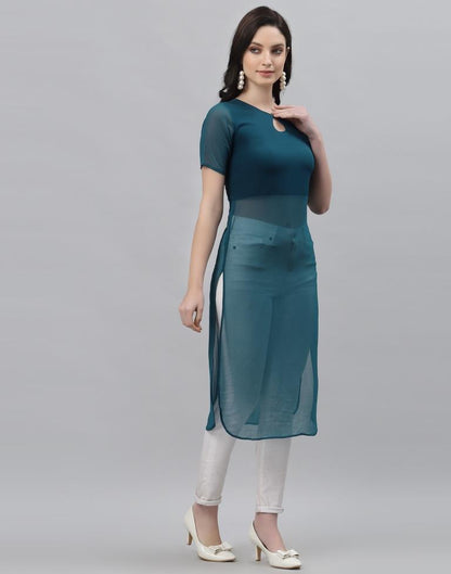 Teal Solid Kurti | Sudathi