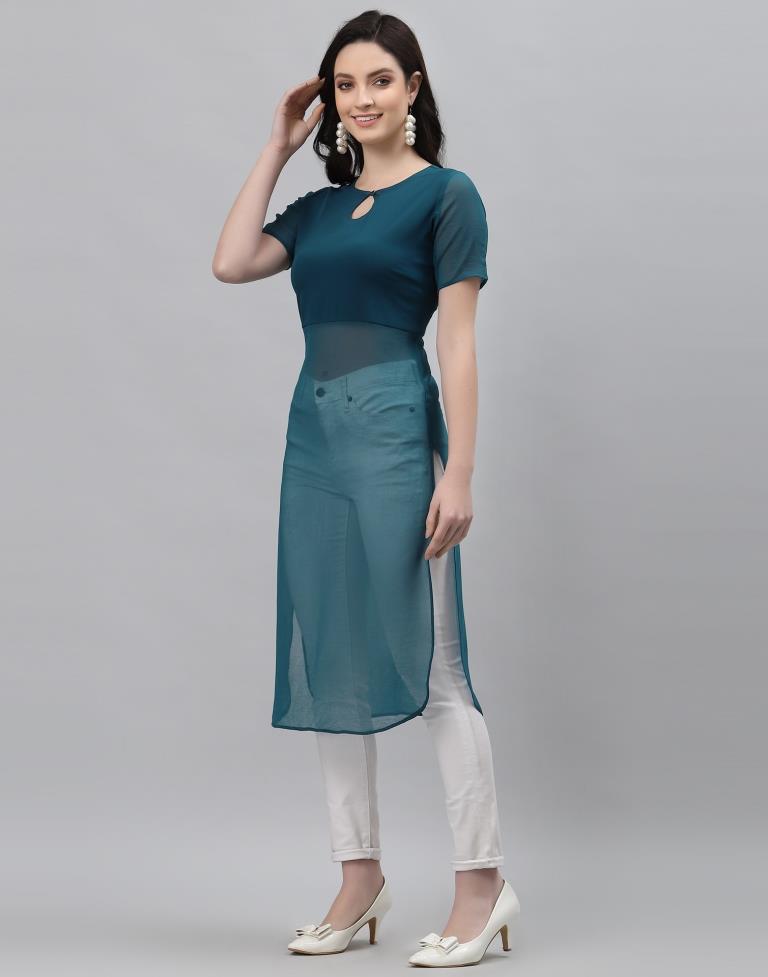 Teal Solid Kurti | Sudathi