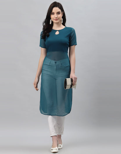 Teal Solid Kurti | Sudathi