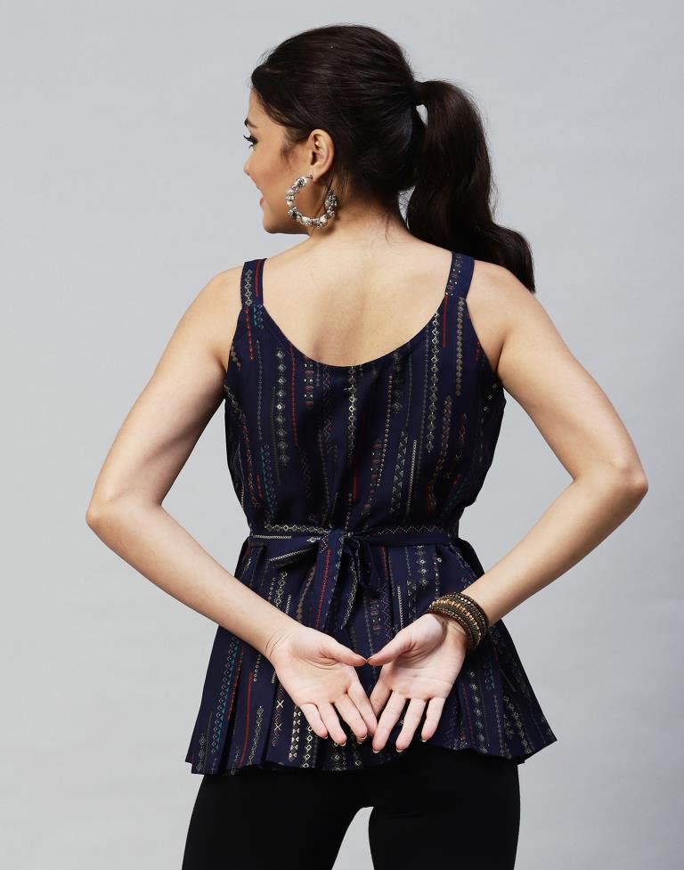 Dark Blue Peplum Top | Leemboodi