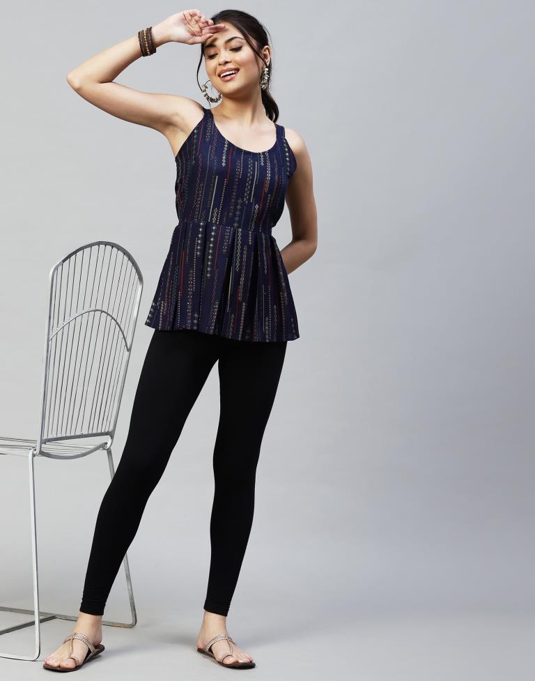 Dark Blue Peplum Top | Leemboodi