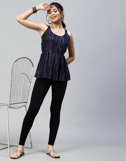 Dark Blue Peplum Top | Leemboodi
