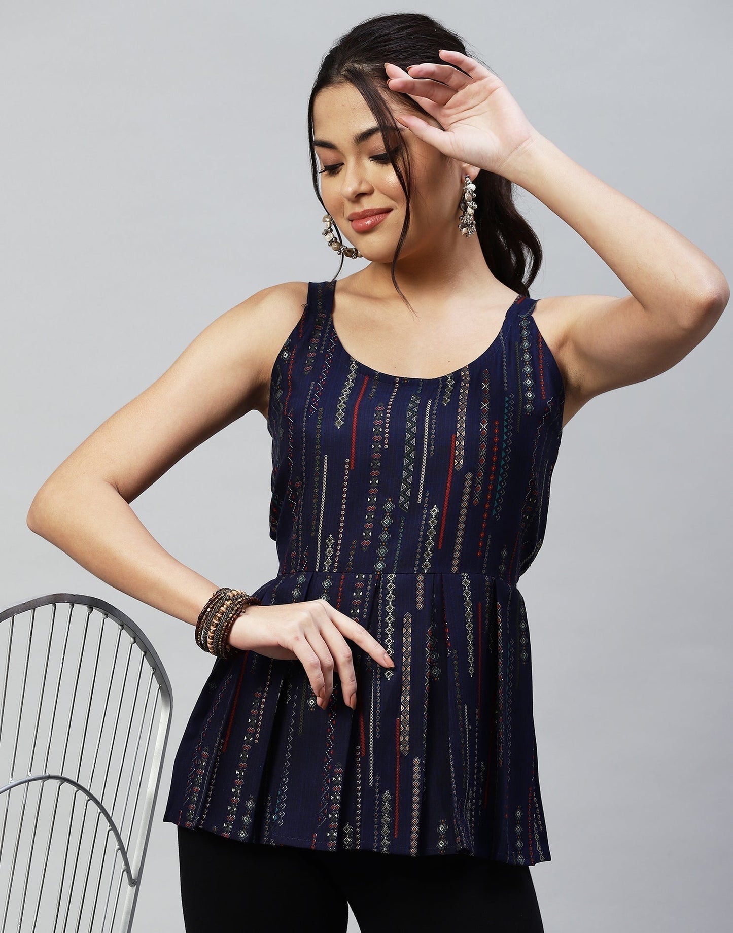 Dark Blue Peplum Top | Leemboodi