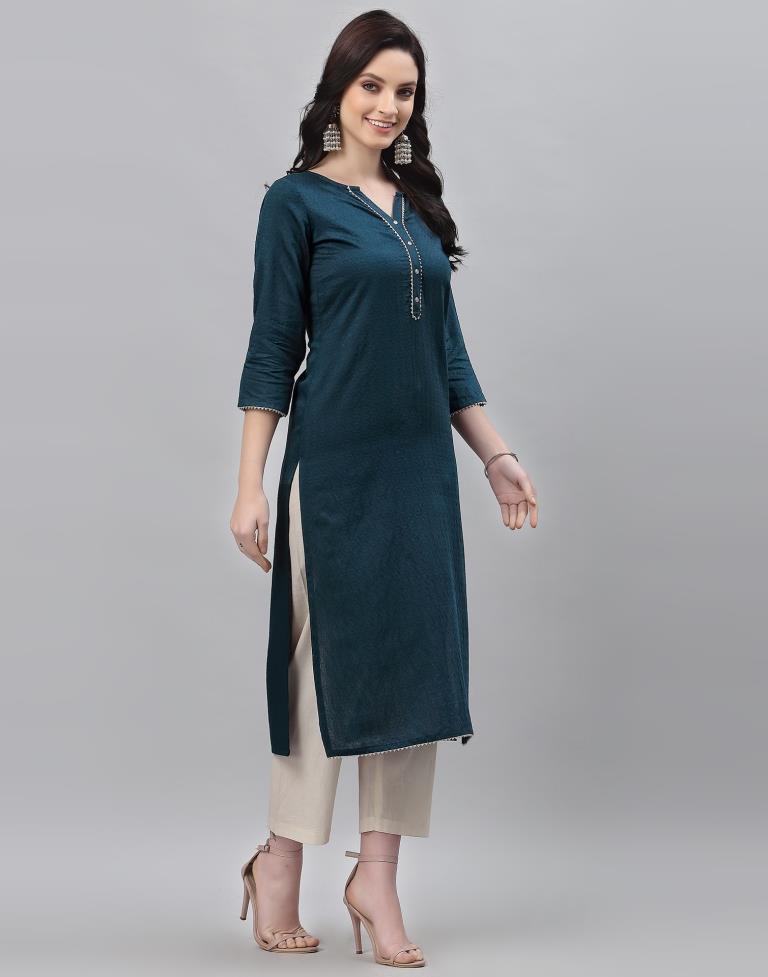 Teal Woven Kurti | Sudathi