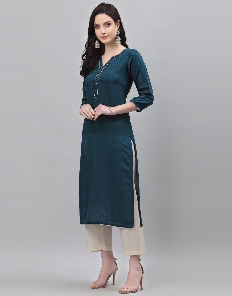 Teal Woven Kurti | Sudathi