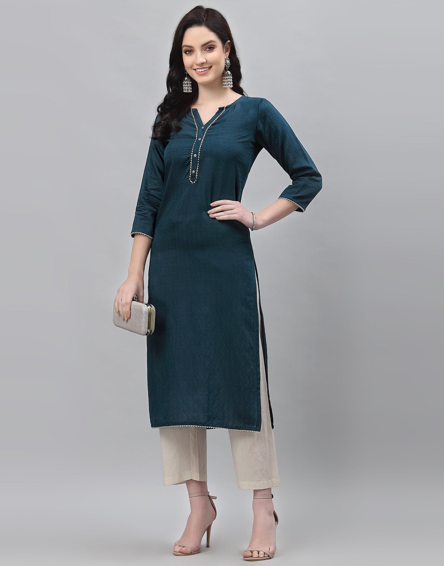 Teal Woven Kurti | Sudathi