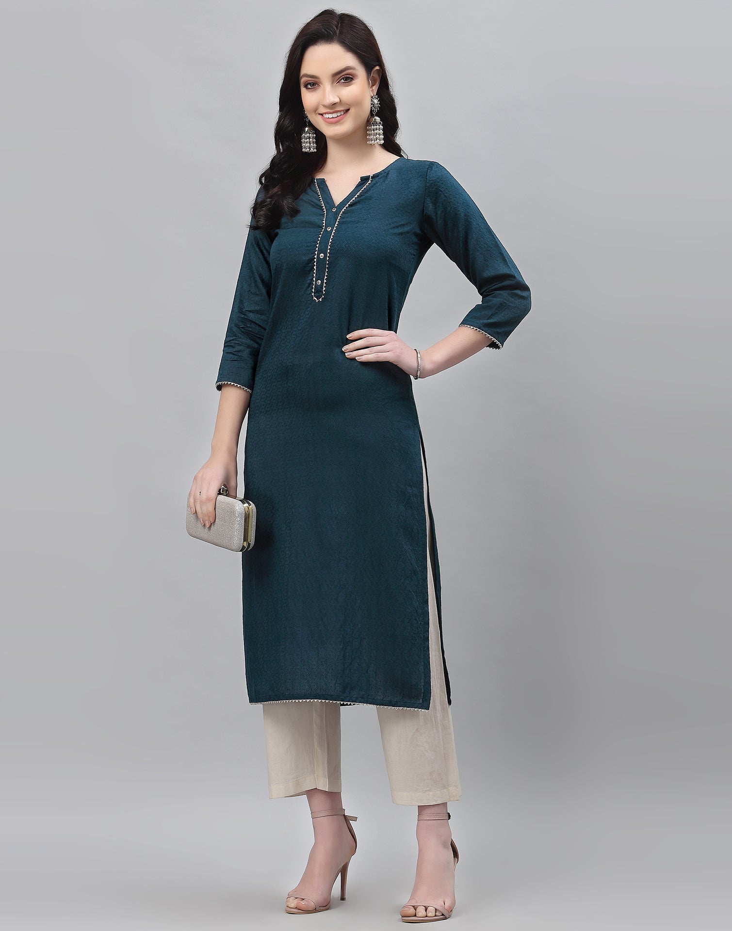 Teal Woven Kurti | Sudathi