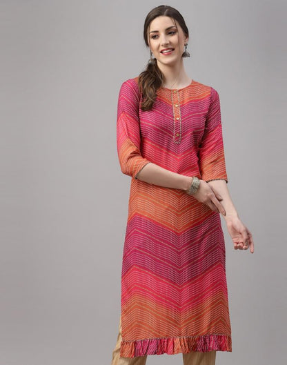 Red And Orange Printed Kurti | Leemboodi