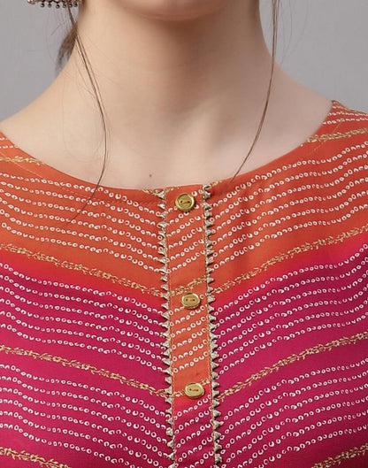 Red And Orange Printed Kurti | Leemboodi