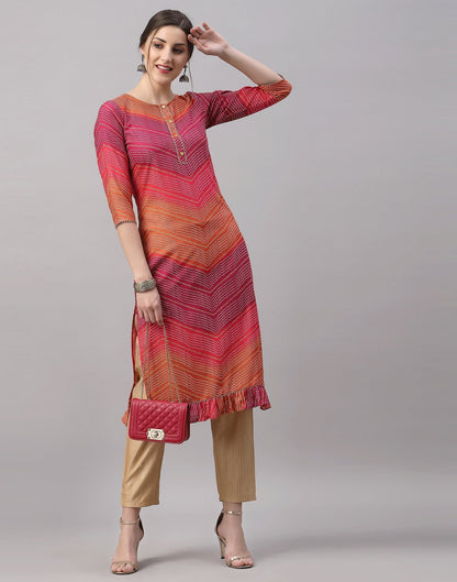 Red And Orange Printed Kurti | Leemboodi