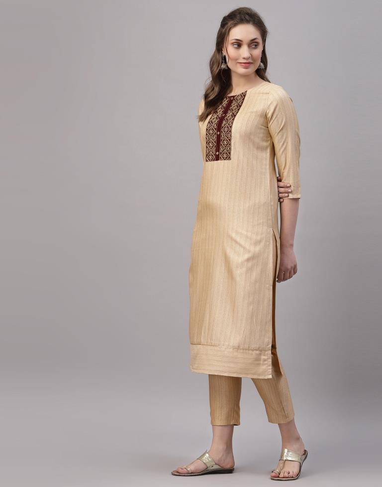 Cream Embroidered Kurti | Sudathi