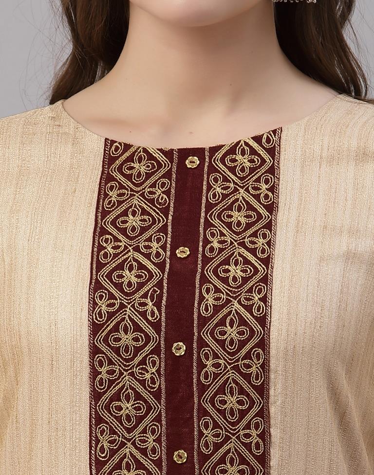 Cream Embroidered Kurti | Sudathi