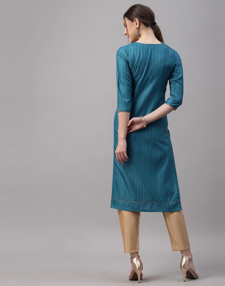 Teal Embroidered Kurti | Sudathi