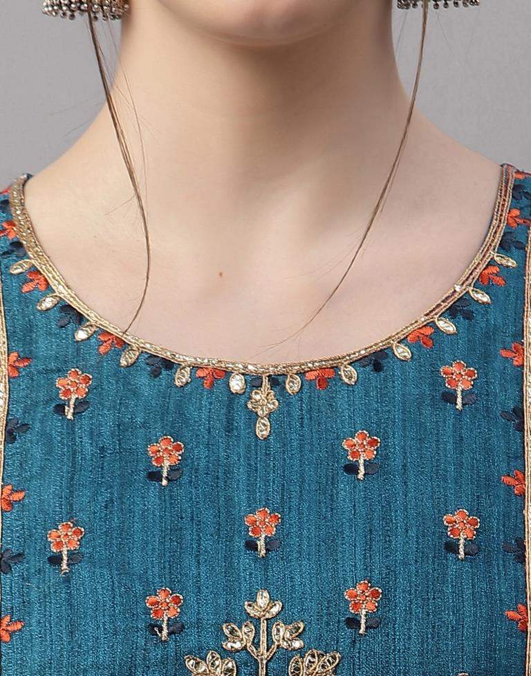 Teal Embroidered Kurti | Sudathi