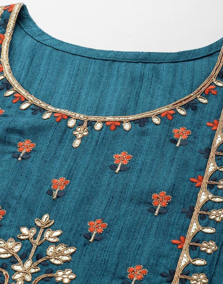 Teal Embroidered Kurti | Sudathi