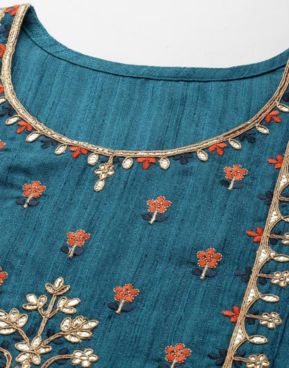 Teal Embroidered Kurti | Sudathi