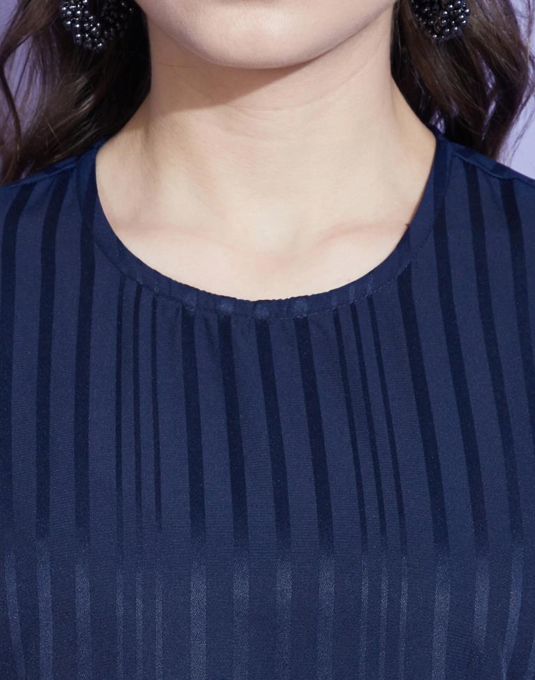 Dark Blue Bell Sleeve Top | Leemboodi