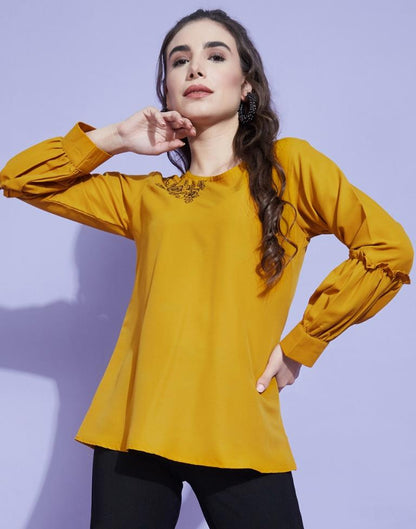 Mustard Fancey Sleeve Top | Sudathi