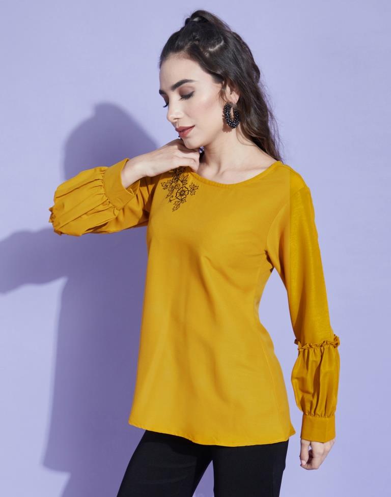 Mustard Fancey Sleeve Top | Sudathi