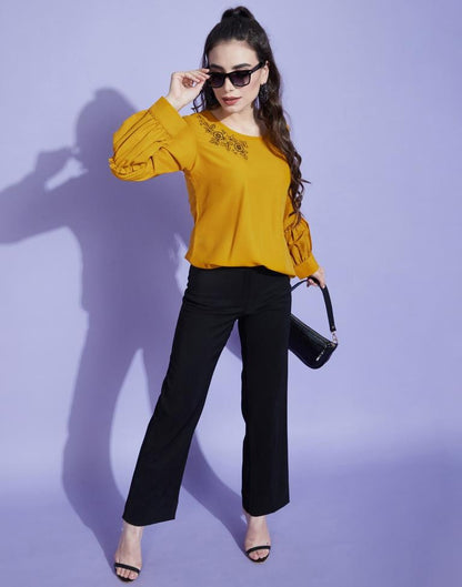 Mustard Fancey Sleeve Top | Sudathi