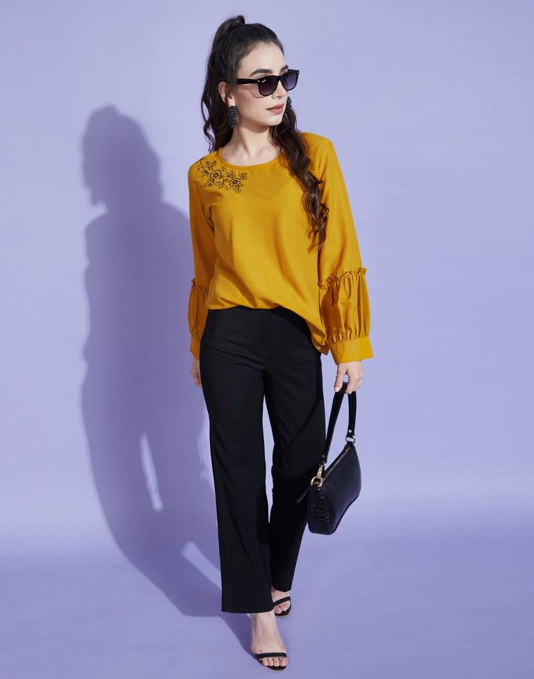 Mustard Fancey Sleeve Top | Sudathi