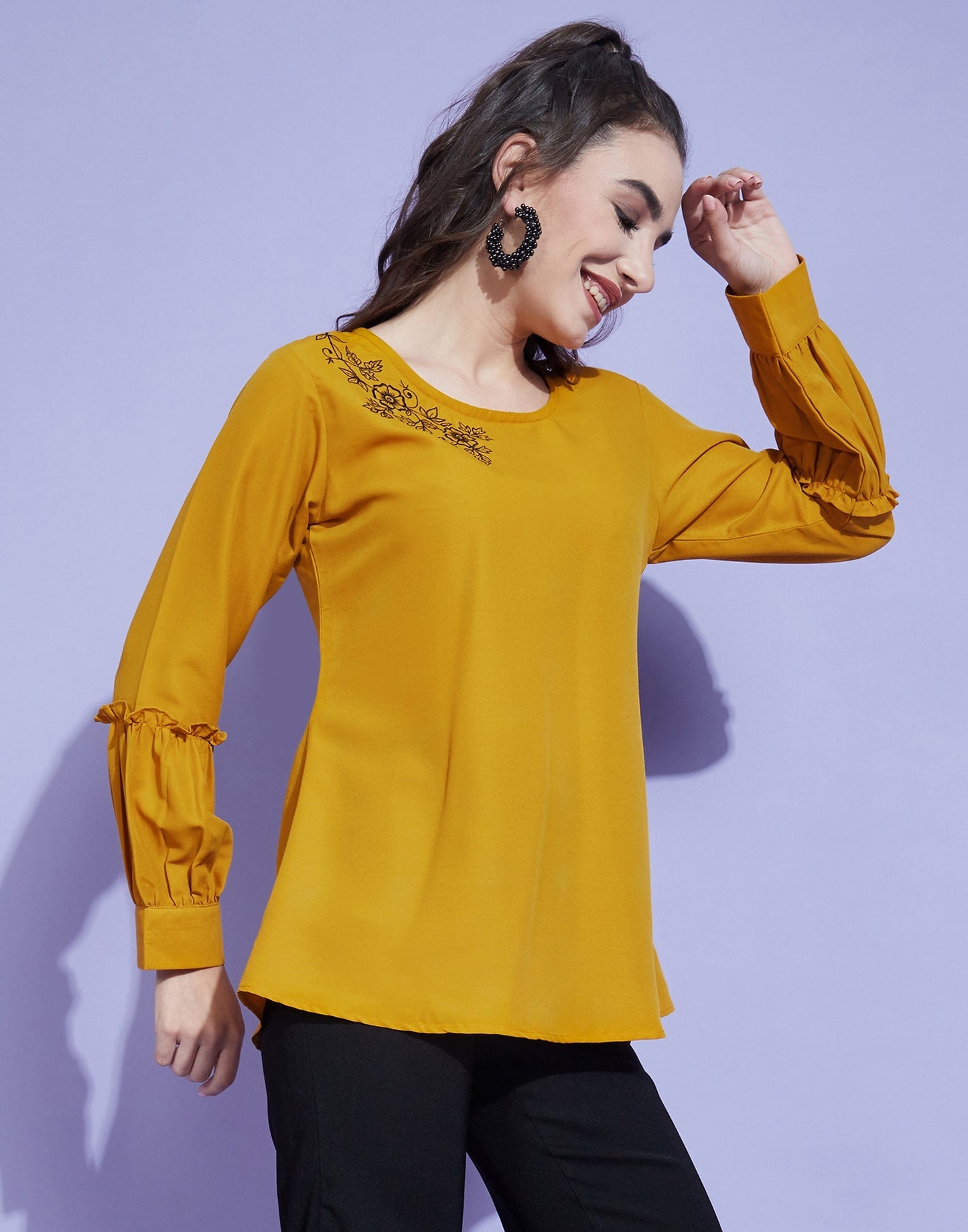 Mustard Fancey Sleeve Top | Sudathi