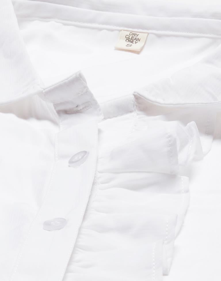 White Elastic Frill Sleeve Shirt | Leemboodi