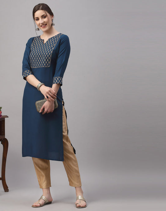 Teal Printed Kurti | Sudathi