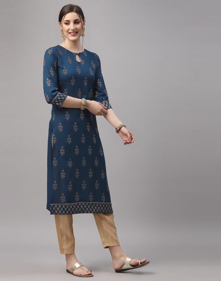 Teal Printed Kurti | Sudathi