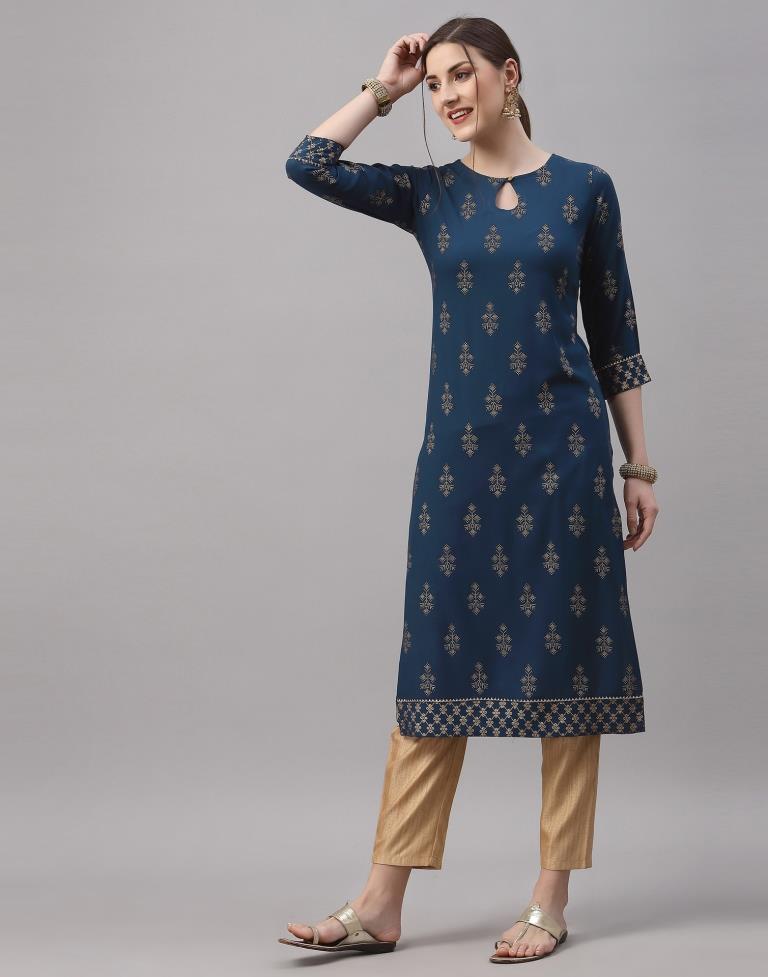 Teal Printed Kurti | Sudathi
