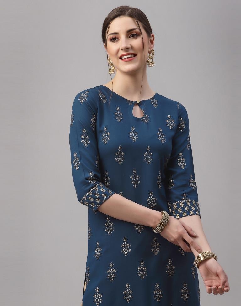 Teal Printed Kurti | Sudathi