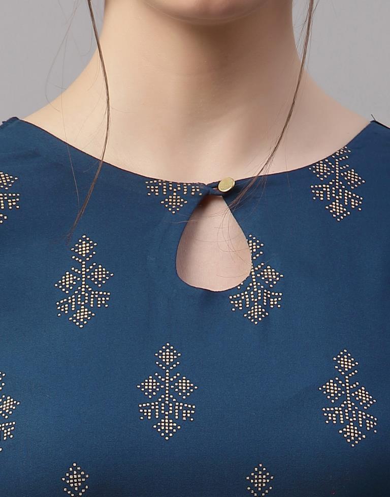 Teal Printed Kurti | Sudathi