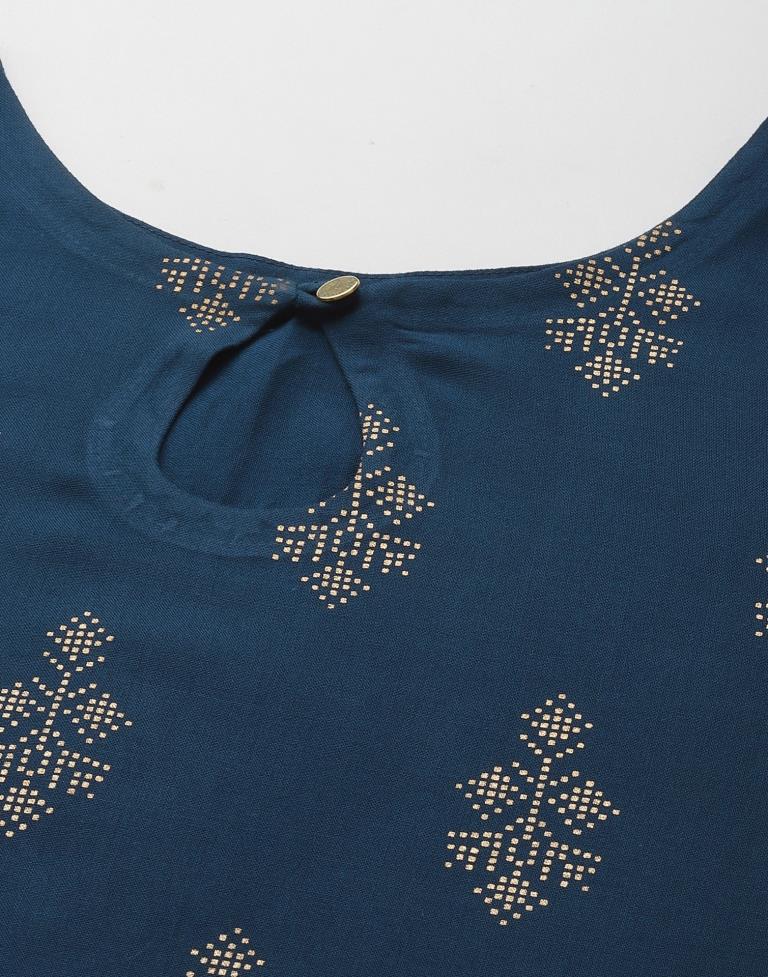 Teal Printed Kurti | Sudathi