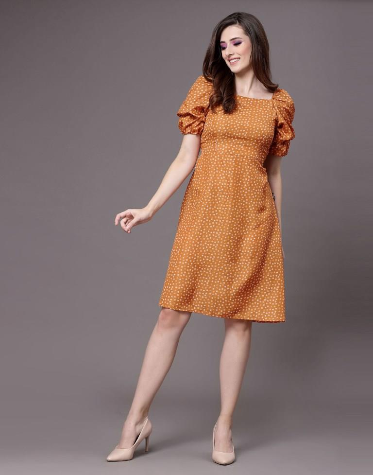 Rust Puff Sleeve Dress | Leemboodi