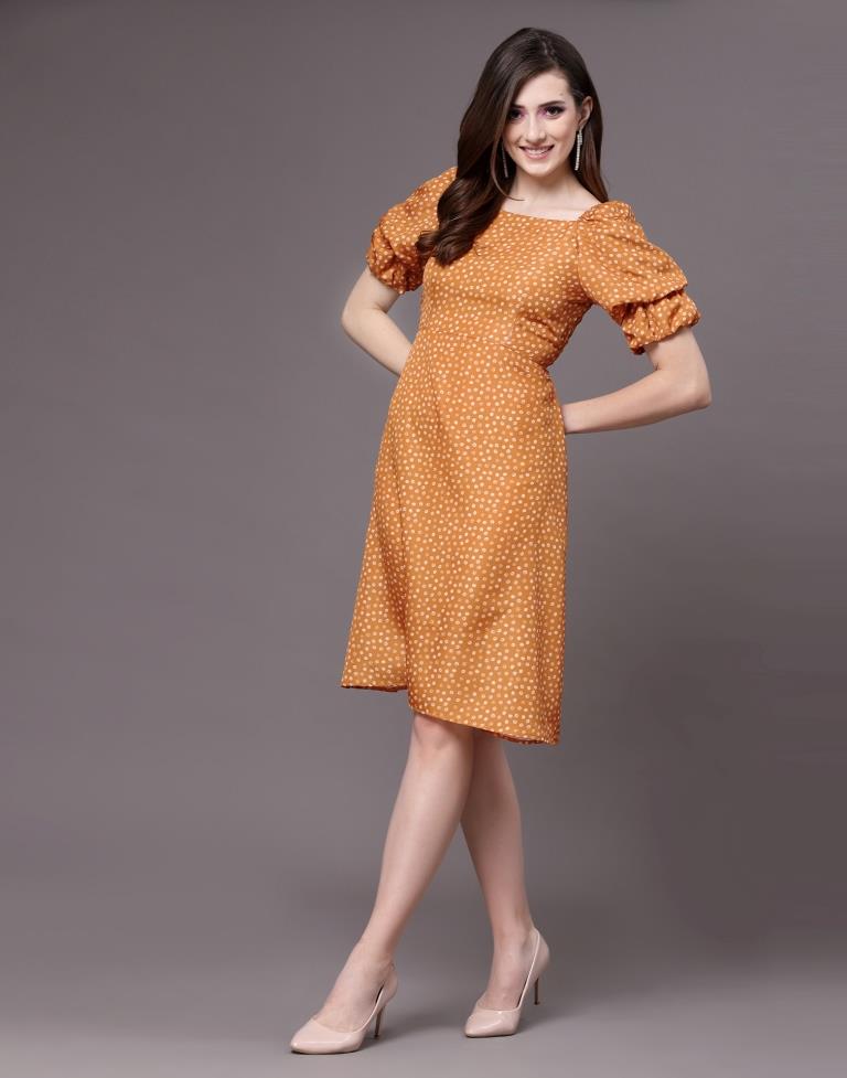 Rust Puff Sleeve Dress | Leemboodi