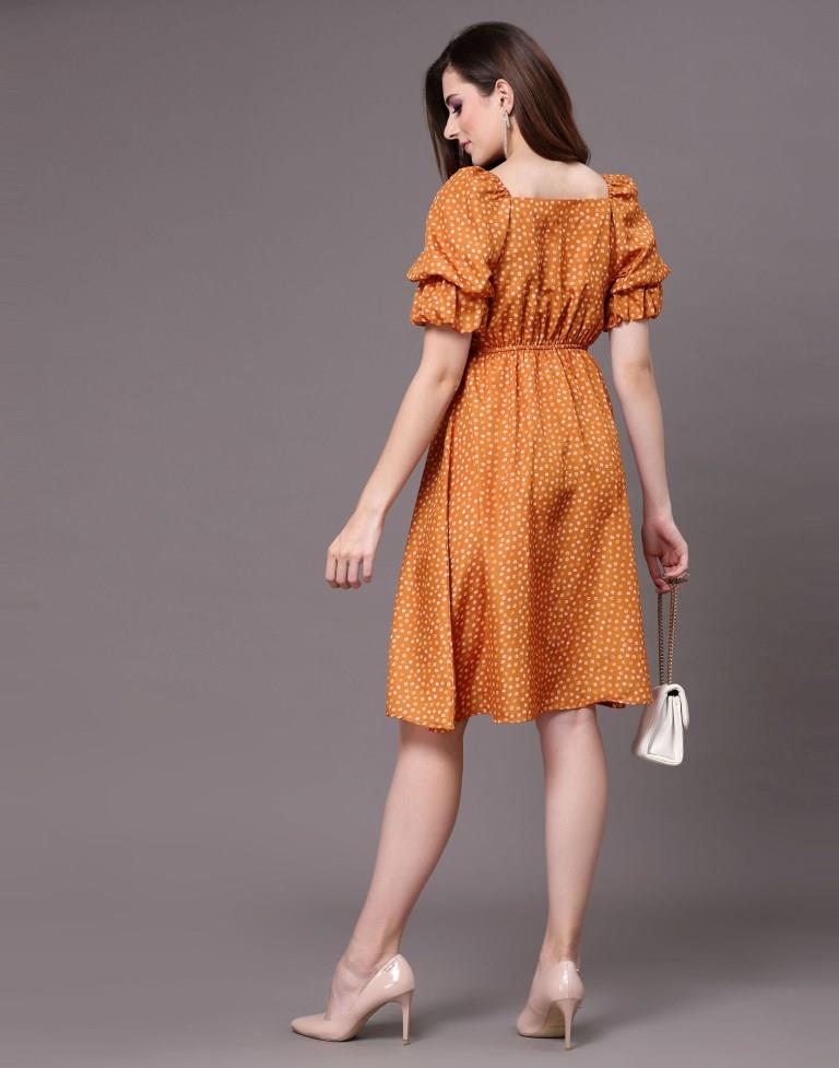 Rust Puff Sleeve Dress | Leemboodi