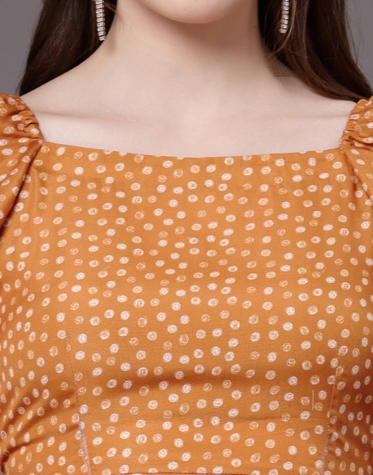 Rust Puff Sleeve Dress | Leemboodi
