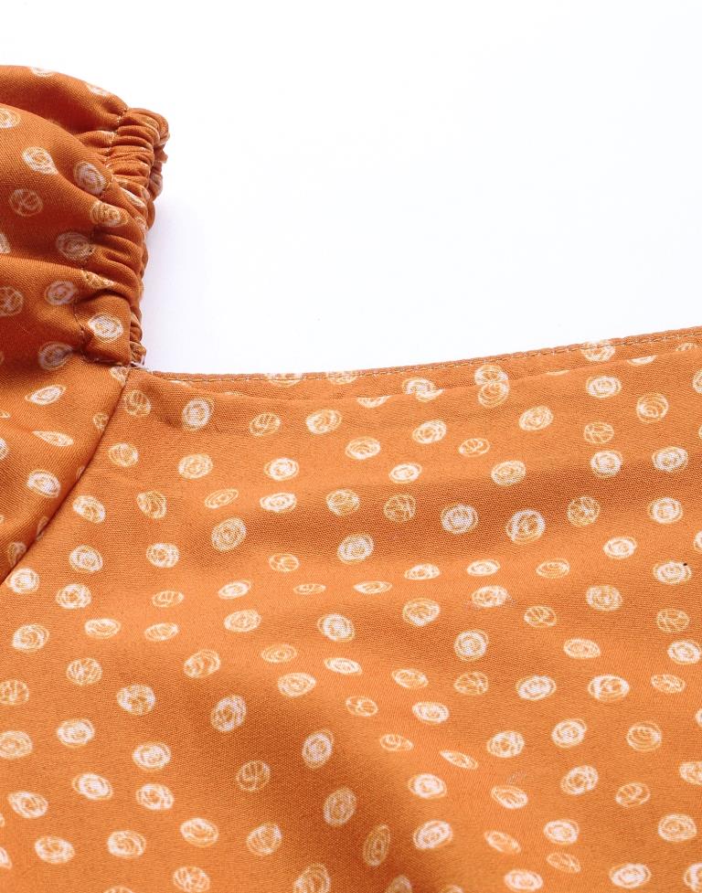 Rust Puff Sleeve Dress | Leemboodi