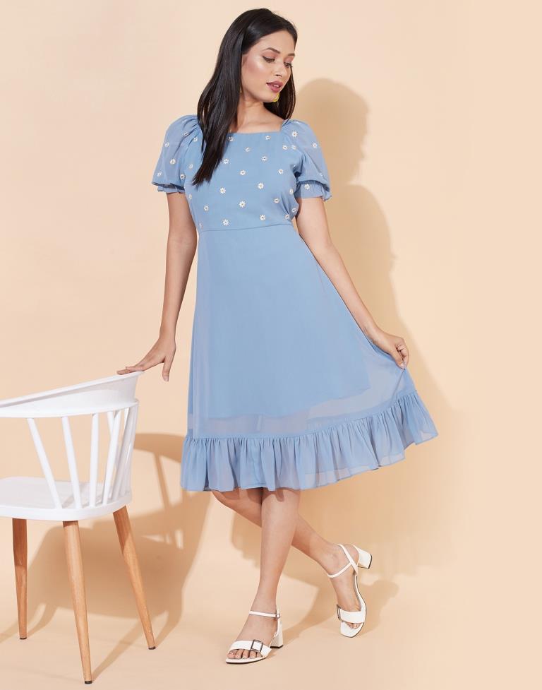 Baby Blue Floral Dress | Sudathi