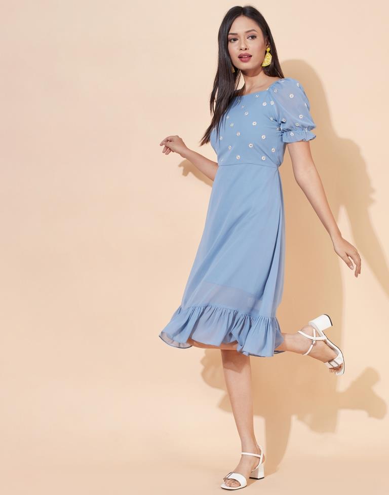 Baby Blue Floral Dress | Sudathi