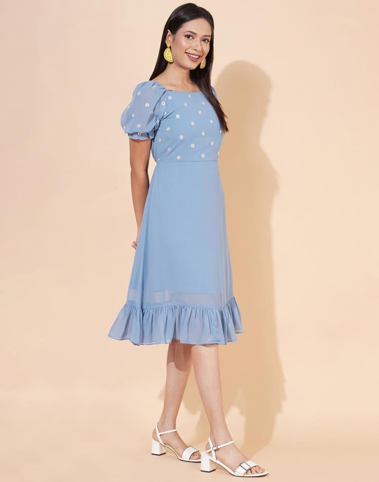 Baby Blue Floral Dress | Sudathi