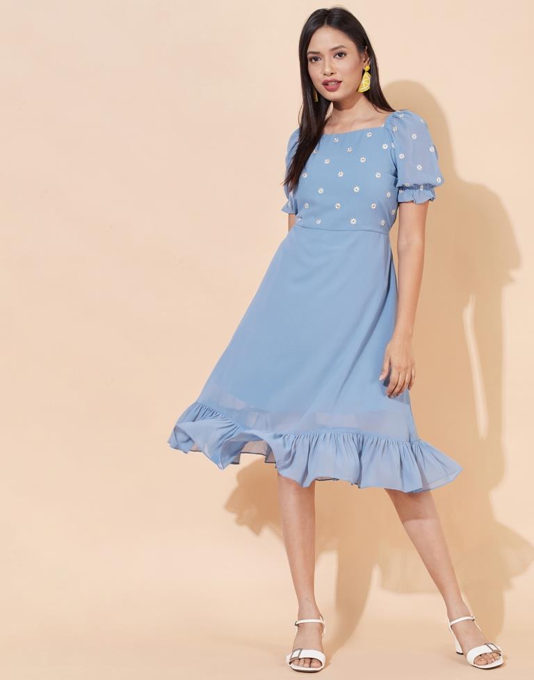 Baby Blue Floral Dress | Sudathi