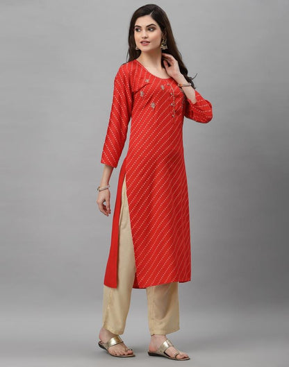 Red Embroidered Kurti | Leemboodi