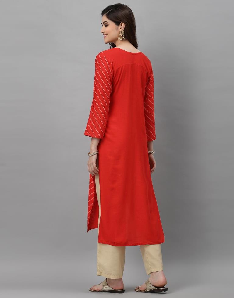 Red Embroidered Kurti | Leemboodi